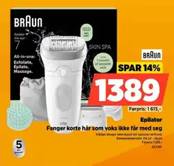 POWER Braun Epilator Fanger korte hår som voks ikke får med seg tilbud