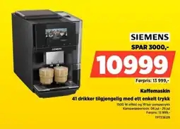 POWER Siemens Kaffemaskin 41 drikker tilgjengelig med ett enkelt trykk tilbud
