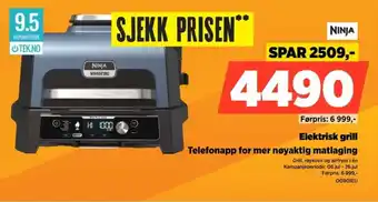 Ninja Elektrisk grill Telefonapp for mer nøyaktig matlaging
