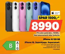 POWER Authorized Reseller iPhone 16 128 GB iPhone 16. Superkjapp. Supersmart. tilbud