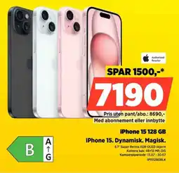 POWER Authorized Reseller iPhone 15 128 GB iPhone 15. Dynamisk. Magisk. tilbud