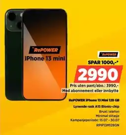 POWER Repower iPhone 13 Mini 128 GB Lynende rask A15 Bionic-chip tilbud