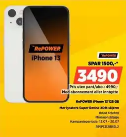 POWER Repower iPhone 13 128 GB Mer lyssterk Super Retina XDR-skjerm tilbud