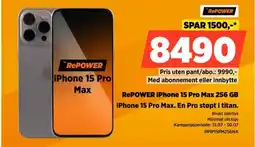 POWER Repower iPhone 15 Pro Max 256 GB iPhone 15 Pro Max. En Pro støpt i titan. tilbud