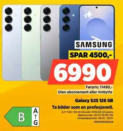 POWER Samsung Galaxy S25 128 GB Ta bilder som en profesjonell. tilbud