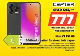 POWER Cepter Nivo V2 256 GB 5000 mAh batteri for strøm hele dagen tilbud