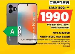 POWER Cepter Nivo X3 128 GB Massivt 6050 mAh batteri tilbud