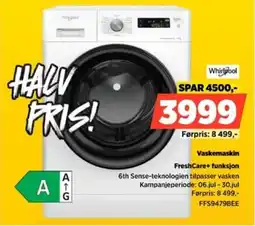 POWER Whirlpool Vaskemaskin FreshCare+ funksjon tilbud
