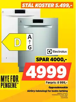 POWER Electrolux Oppvaskmaskin AirDry-teknologi for bedre tørking tilbud