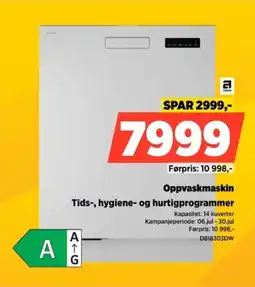POWER Oppvaskmaskin Tids-, hygiene- og hurtigprogrammer tilbud