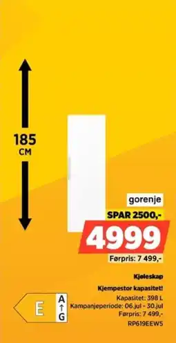 POWER Gorenje Kjøleskap Kjempestor kapasitet! tilbud