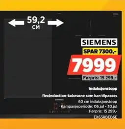 POWER Siemens Induksjonstopp flexInduction-kokesone som kan tilpasses tilbud