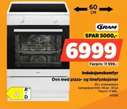 POWER Gram Induksjonskomfyr Ovn med pizza- og tinefunksjoner tilbud