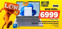 POWER Lenovo IdeaPad Slim 3 Bærbar PC 16 GB RAM + 512 GB SSD for lynrask hastighet tilbud