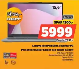 POWER Lenovo IdeaPad Slim 3 Bærbar PC Personvernlukker holder deg sikker på nett tilbud