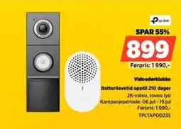 POWER Tp-link Videodørklokke Batterilevetid opptil 210 dager tilbud