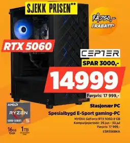 POWER Cepter Stasjonær PC Spesialbygd E-Sport gaming-PC tilbud