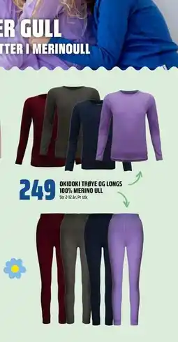 Coop Obs OKIDOKI TRØYE OG LONGS 100% MERINO ULL tilbud