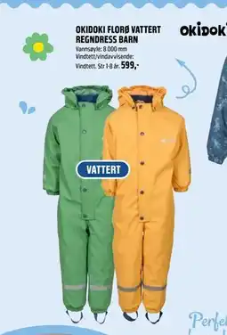 Coop Obs OKIDOKI FLORØ VATTERT REGNDRESS BARN tilbud