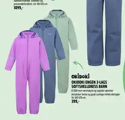 Coop Obs OKIDOKI ENGEN 3-LAGS SOFTSHELLDRESS BARN tilbud