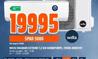 Wilfa svalbard extreme 7,2 kw varmepumpe, ferdig montert