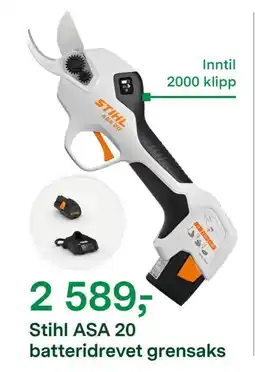 Felleskjøpet Stihl ASA 20 batteridrevet grensaks tilbud