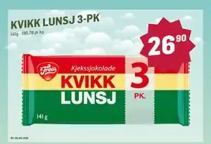 Holdbart Kvikk Lunsj 3-pk tilbud