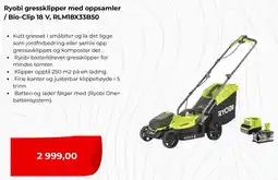 Clas Ohlson Ryobi gressklipper med oppsamler / Bio-Clip 18 V, RLM18X33B50 tilbud