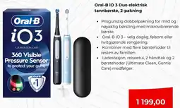 Clas Ohlson Oral-B iO 3 Duo elektrisk tannbørste, 2-pakning tilbud