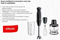 Clas Ohlson Braun Multiquick 5 stavmikser med visp 1000 W, MQ50202M tilbud