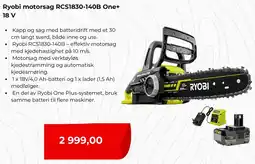 Clas Ohlson Ryobi motorsag RCS1830-140B One+ 18V tilbud