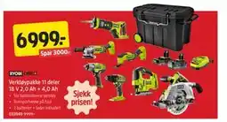 Jula Verktøypakke 11 deler 18 V 2,0 Ah + 4,0 Ah tilbud