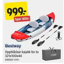 Jula Oppblåsbar kajakk for to 321x100x44 tilbud