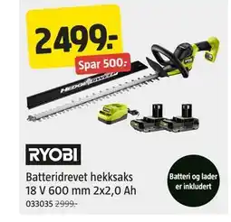 Jula Batteridrevet hekksaks 18 V 600 mm 2x2,0 Ah tilbud