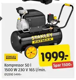 Jula Kompressor 50 l 1500 W 230 V 165 l/min tilbud