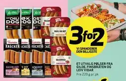 Bunnpris ET UTVALG PØLSER FRA GILDE, FINSBRÅTEN OG LEIV VIDAR tilbud