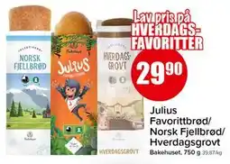 Spar Julius Favorittbrød/Norsk Fjellbrød/Hverdagsgrovt tilbud