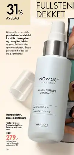 Oriflame Novage+ Proceuticals Micro Essence Multi Mist tilbud
