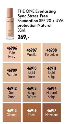 Oriflame THE ONE Everlasting Sync Stress-Free Foundation SPF 20 + UVA protection Natural tilbud