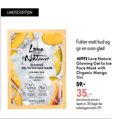 Oriflame Love Nature Glowing Gel to Ice Face Mask with Organic Mango tilbud