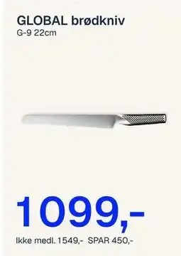 Jernia GLOBAL brødkniv tilbud