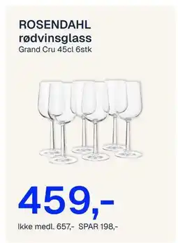 Jernia ROSENDAHL rødvinsglass tilbud