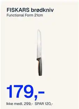 Jernia FISKARS brødkniv tilbud