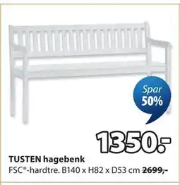 JYSK TUSTEN hagebenk tilbud