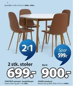 JYSK JONSTRUP spisestol - konjakkfarget tilbud