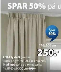 JYSK LEKA lystett gardin tilbud