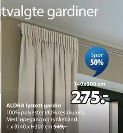 JYSK ALDRA lystett gardin tilbud