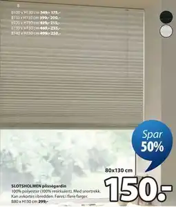 JYSK SLOTSHOLMEN plisségardin tilbud