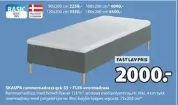 JYSK SKAUPA rammemadrass gr-33 + FLYA overmadrass tilbud