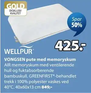 JYSK VONGSEN pute med memoryskum tilbud